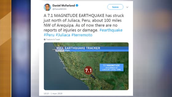 Le Pérou a été frappé par un séisme de magnitude 7, ce 1er mars