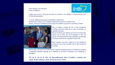 La lettre adressée par Patrick Balkany aux Levalloisiens.