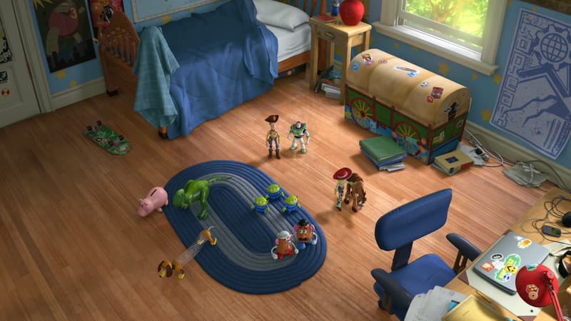 La chambre d'Andy, le propriétaire des jouets dans Toy Story