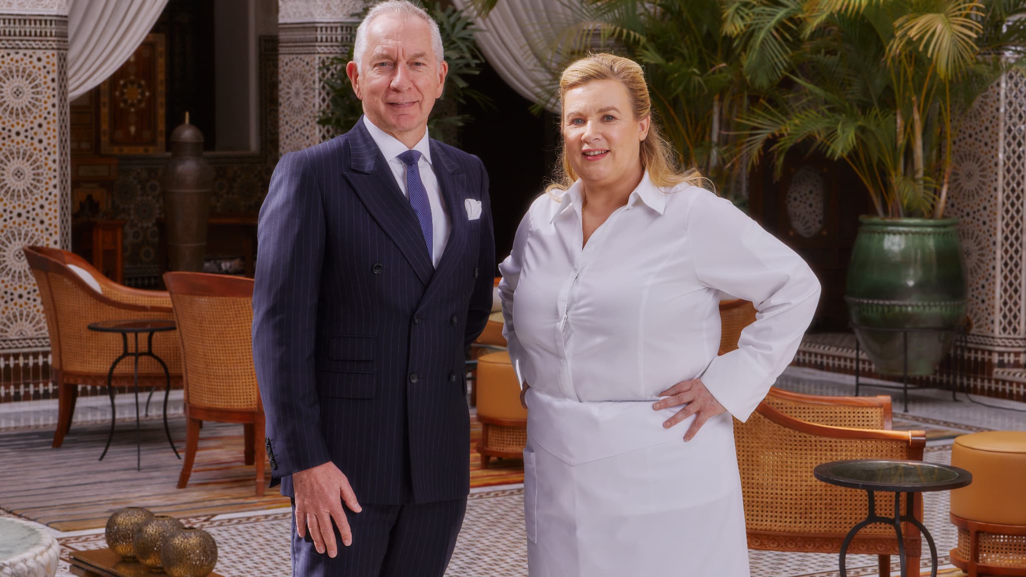 Jean-Claude Messant, Directeur Général du Royal Mansour Marrakech et Hélène Darroze 2023 Jean-Claude Messant, Directeur Général du Royal Mansour Marrakech et Hélène Darroze 2023