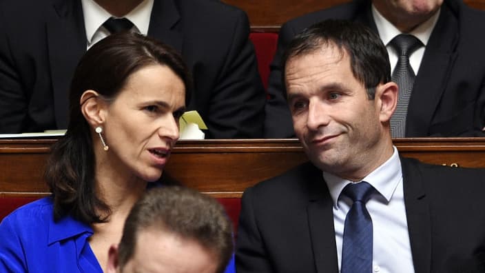 Aurélie Filippetti et Benoît Hamon à l'Assemblée nationale