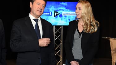 Christian Estrosi et Marion Maréchal-Le Pen avant leur débat sur Europe1-ITélé