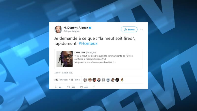 Le fondateur de Debout la France a réagi sur Twitter à la polémique.