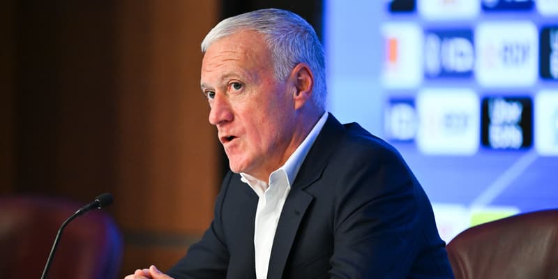 Le sélectionneur de l'équipe de France de football Didier Deschamps en conférence de presse, 27 août 2025