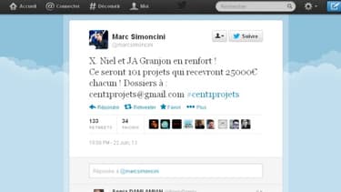Le concours a été lance sur le compte Twitter de Marc Simoncini