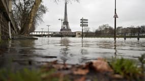 Par illusion d'optique, la dame de fer a les pieds dans l'eau, le 23 janvier 2018.