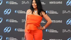 La chanteuse Anggun pose lors de la cérémonie d'ouverture du 60e festival de télévision de Monte-Carlo, à Monaco, le 18 juin 2021.