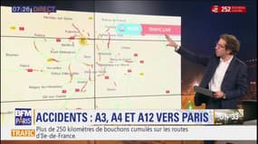 Déjà plus de 250 kilomètres de bouchons cumulés en Ile-de-France, un trafic exceptionnel pour un lundi matin, tous les axes sont très chargés