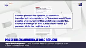 Lens-Lille: interdits de déplacement, les supporters lillois contestent la décision de la préfecture