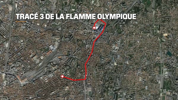 Le tracé 3 de la flamme olympique à Marseille.