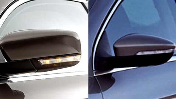 A gauche, le rétroviseur de la Qoros. A droite, celui de la Volkswagen Passat. A gauche, le rétroviseur de la Qoros. A droite, celui de la Volkswagen Passat.