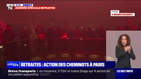 Retraites: les cheminots occupent le "Centorial", un bâtiment qui héberge des entreprises le IIe arrondissement de Paris