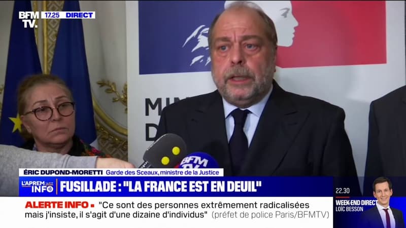 Fusillade à Paris: "La France est en deuil", affirme Éric Dupond-Moretti