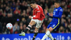 Ronaldo et Thiago Silva lors de Manchester United-Chelsea le 28 avril 2022