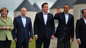 Angela Merkel, Vladimir Poutine, David Cameron, Barack Obama et François Hollande lors du G8, en juin 2013.