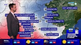 Météo Alpes du Sud: des risques d'averses orageuses sur une grande partie du territoire, jusqu'à 22°C à Manosque