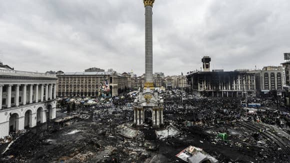 La place de l'Indépendance à Kiev, ce jeudi, a été le théâtre de sanglants affrontements.