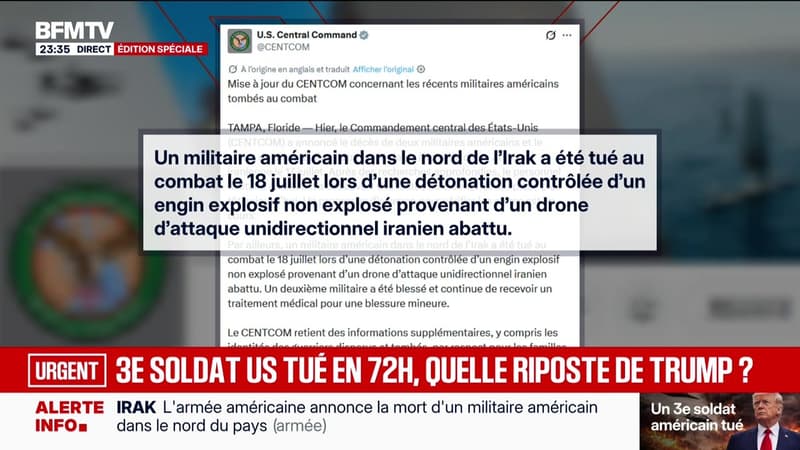Un troisième soldat US tué en 72 heures, quelle riposte de Trump ? - 19/07
