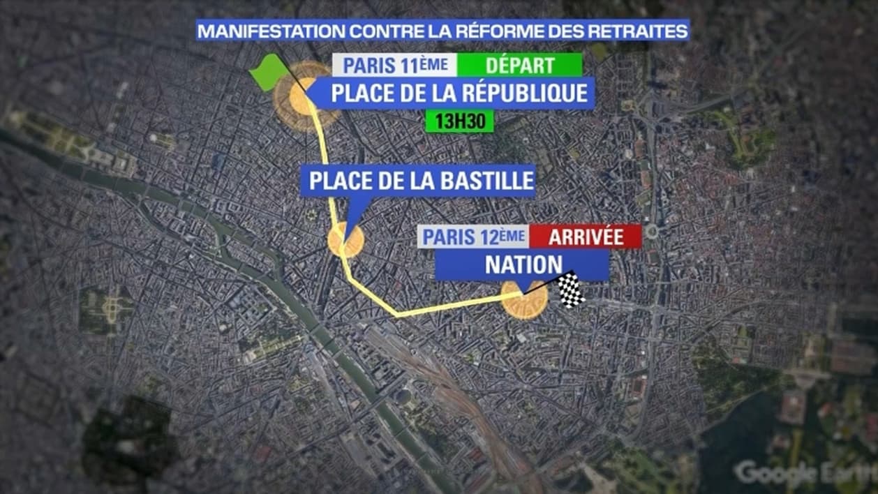 Le parcours de la manifestation ce mardi.