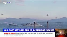 Incendies dans le Var: les images des Canadair qui se ravitaillent dans le golfe de Saint-Tropez