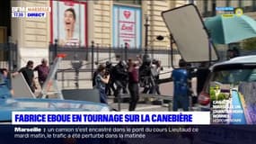 Fabrice Eboue en tournage sur la Canebière