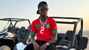 Vinicius Jr avec le maillot d'Achraf Hakimi lors de ses vacances au Maroc, le 19 février 2024