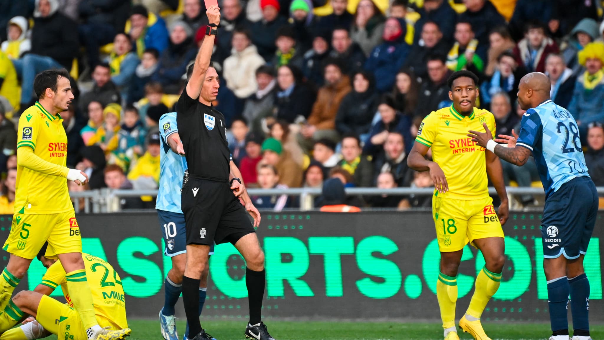 André Ayew exclu lors de Nantes-Le Havre, le 26 novembre 2023 en Ligue 1