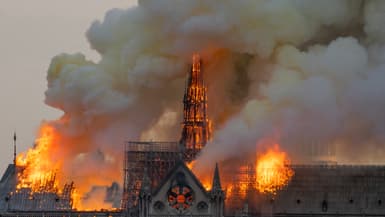 L'incendie survenu lundi soir à Notre-Dame a ravagé une partie de la cathédrale.