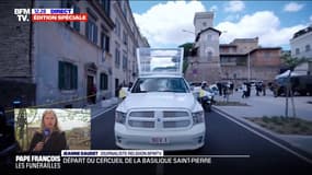 Le cercueil du pape François quitte le Vatican à bord de la Papamobile en direction de la basilique Sainte-Marie-Majeure