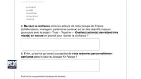 Air France distribue un questionnaire à ses salariés dans le cadre du projet Trust Together