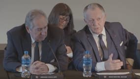 Gérard Houllier et Jean-Michel Aulas, à Tacoma (Washington) le 19 décembre 2019