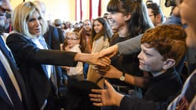 Brigitte Macron en déplacement au lycée Carnot de Dijon, le 5 mars 2018