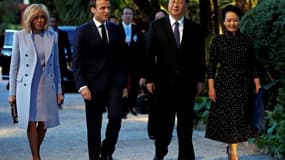 Emmanuel Macron, Xi Jinping, et leurs épouses le 24 mars à Beaulieu-sur-Mer