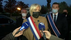 Marine Le Pen à Conflans-Sainte-Honorine ce lundi 19 octobre.