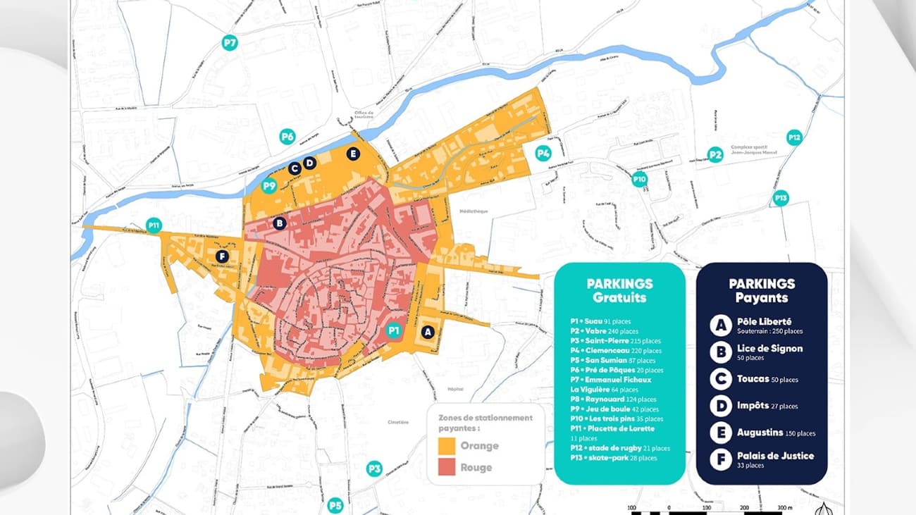 Les deux zones (rouge et orange), comprenant les futures 1.096 places de stationnement payantes, situées au cœur de la ville de Brignoles
Les deux zones (rouge et orange), comprenant les futures 1.096 places de stationnement payantes, situées au cœur de la ville de Brignoles