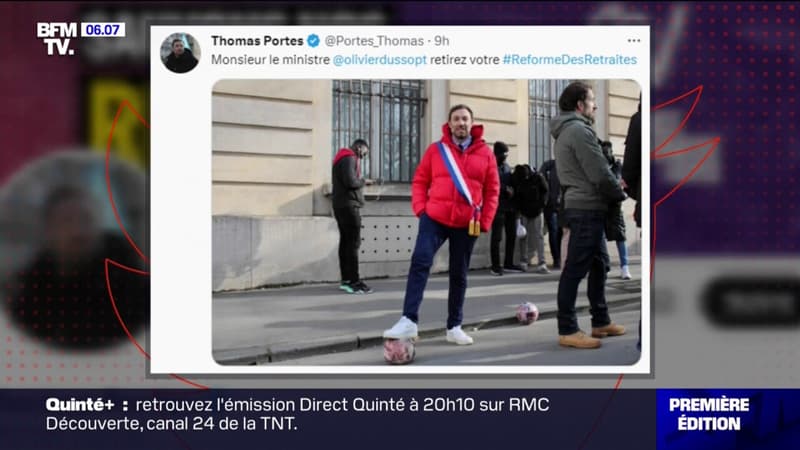 Un député LFI fait polémique en posant avec un ballon à l'effigie d'Olivier Dussopt