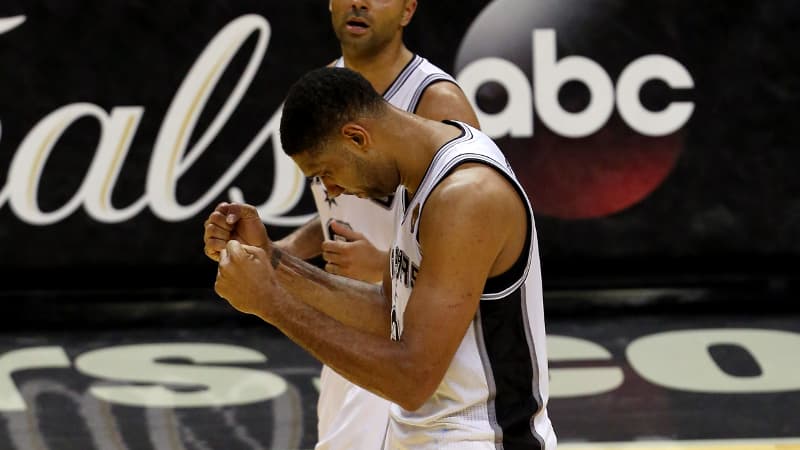 La joie de Tim Duncan et Tony Parker