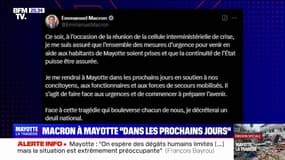 Emmanuel Macron annonce qu'il se rendra à Mayotte "dans les prochains jours" et qu'il y décrétera un "deuil national" 