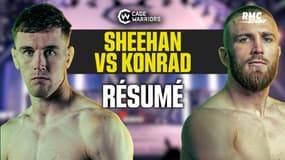 Résumé Cage Warriors : Un combattant termine un combat par soumission avec la tête en sang