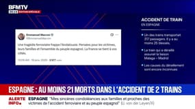 Accident de train en Espagne: sur X, Emmanuel Macron adresse ses "pensées pour les victimes, leurs familles et l'ensemble du peuple espagnol"