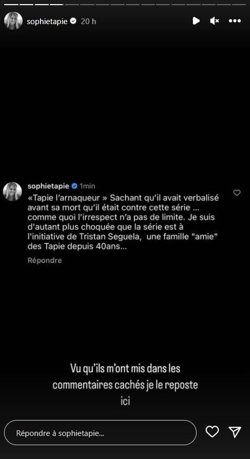 Un message de Sophie Tapie critiquant la mini-série de Netflix sur son père Bernard Tapie