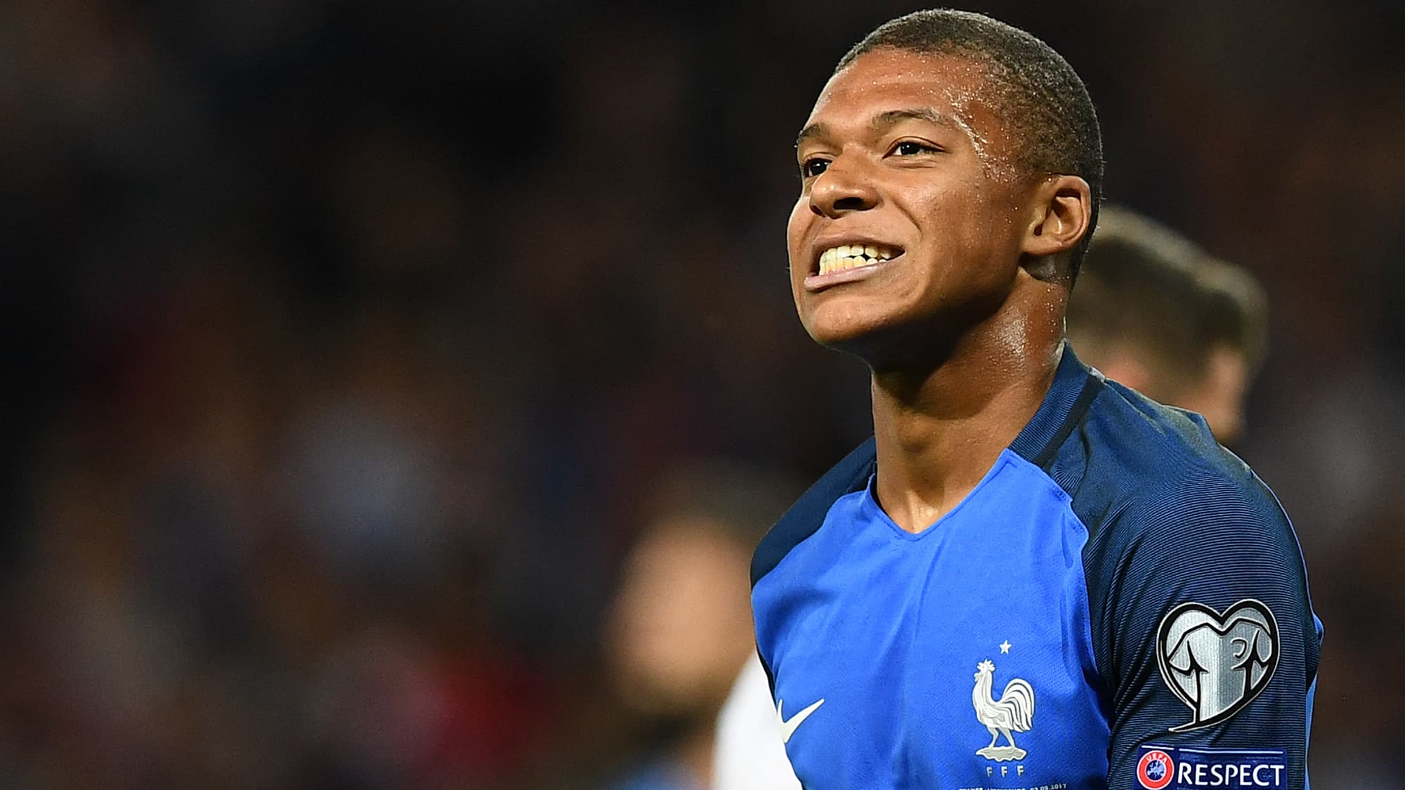 Kylian Mbappé lors du match nul entre la France et le Luxembourg (0-0) le 03/09/2017 