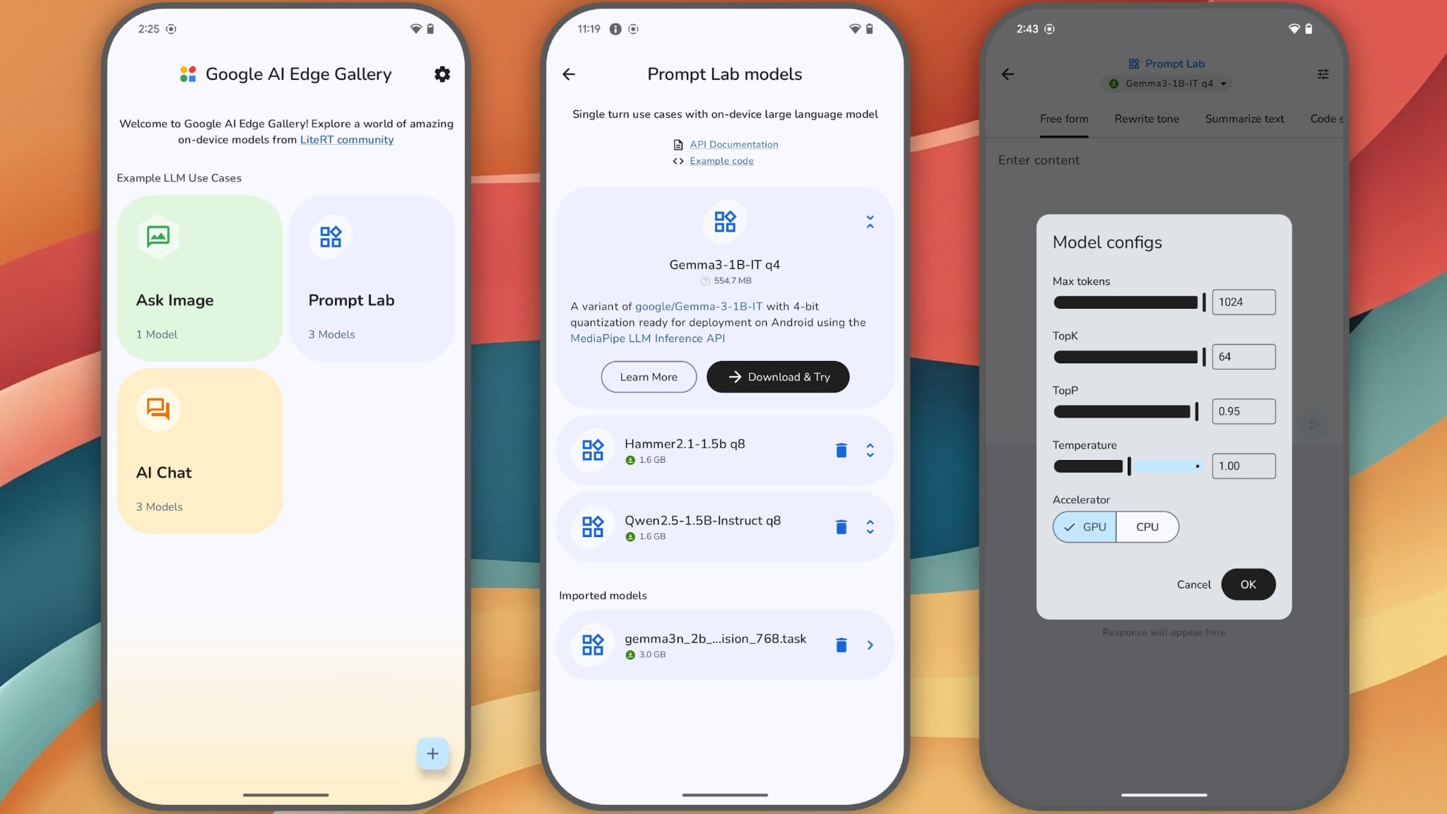 L'application Google AI Edge Gallery.