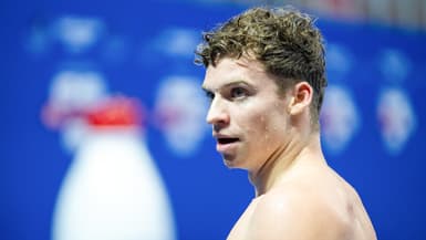 Léon Marchand après le relais 4x200m nage libre des Mondiaux de natation, 1er août 2025