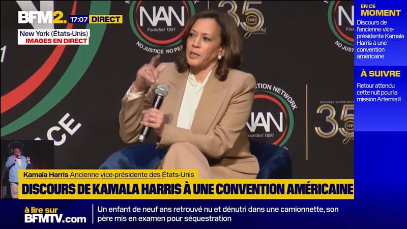 "J'ai été sans équivoque opposée à cette guerre dans laquelle Trump s'est engagé" dénonce l'ancienne vice-présidente Kamala Harris