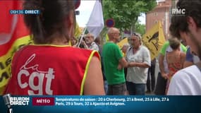La CGT lors d'un rassemblement en soutien au train de fret Perpignan-Rungis