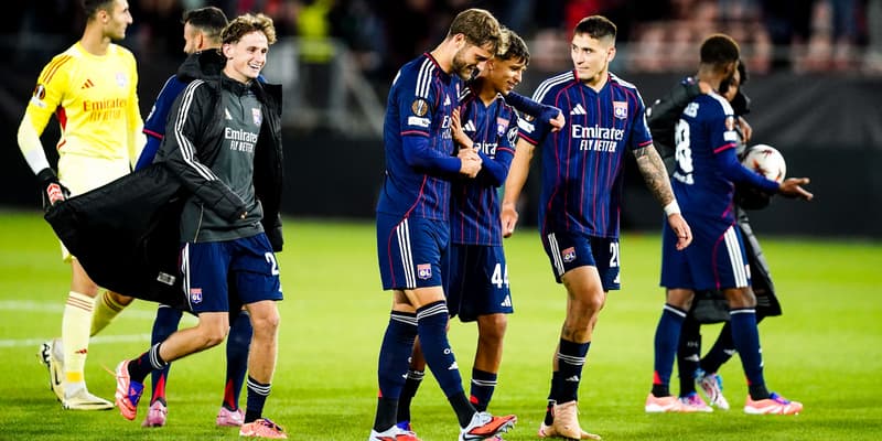 L'OL après la victoire contre Utrecht en Ligue Europa, le 25 septembre 2025.