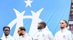 Adrien Rabiot et ses coéquipiers avant le match de Ligue 1 entre Rennes et OM, 16 août 2025