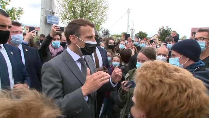 Emmanuel Macron en déplacement dans l'Aube le 19 mai 2021.