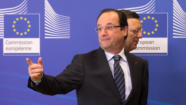 François Hollande, ce mercredi à Bruxelles, devant le président de la Commission européenne, José Manuel Barroso.